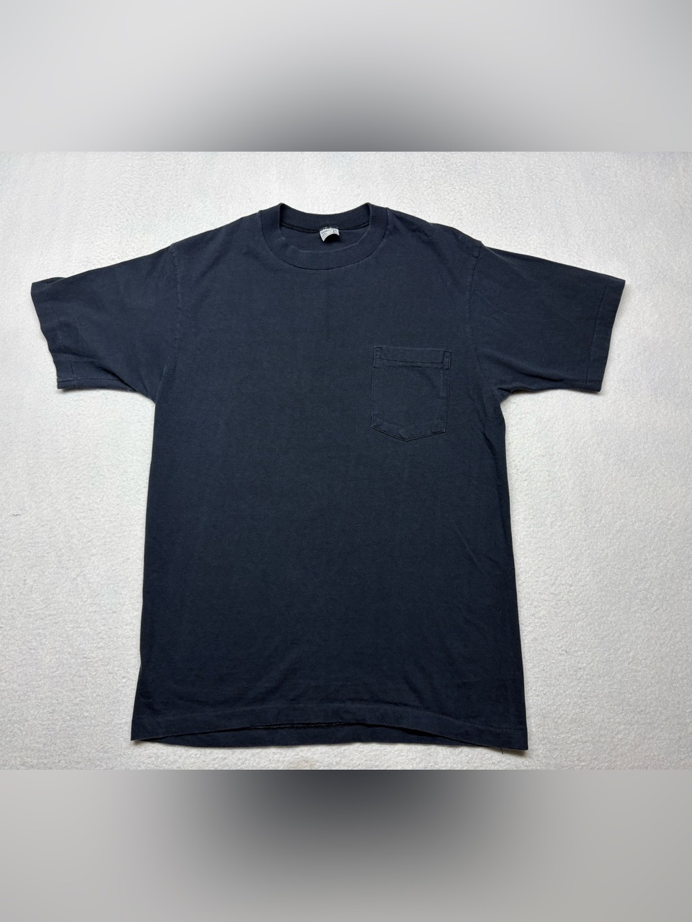 Vintage 1970s Cotton JC Penny One Pocket Blue Single Stitch Blank T Shirt Large